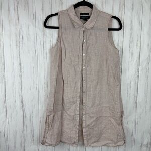 Tahari 100% linen small cream tan tank